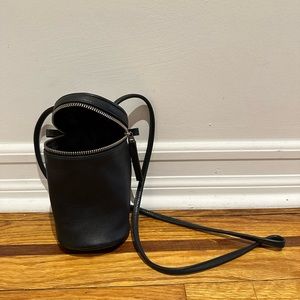 Baggu Black Leather Lens Crossbody Bag